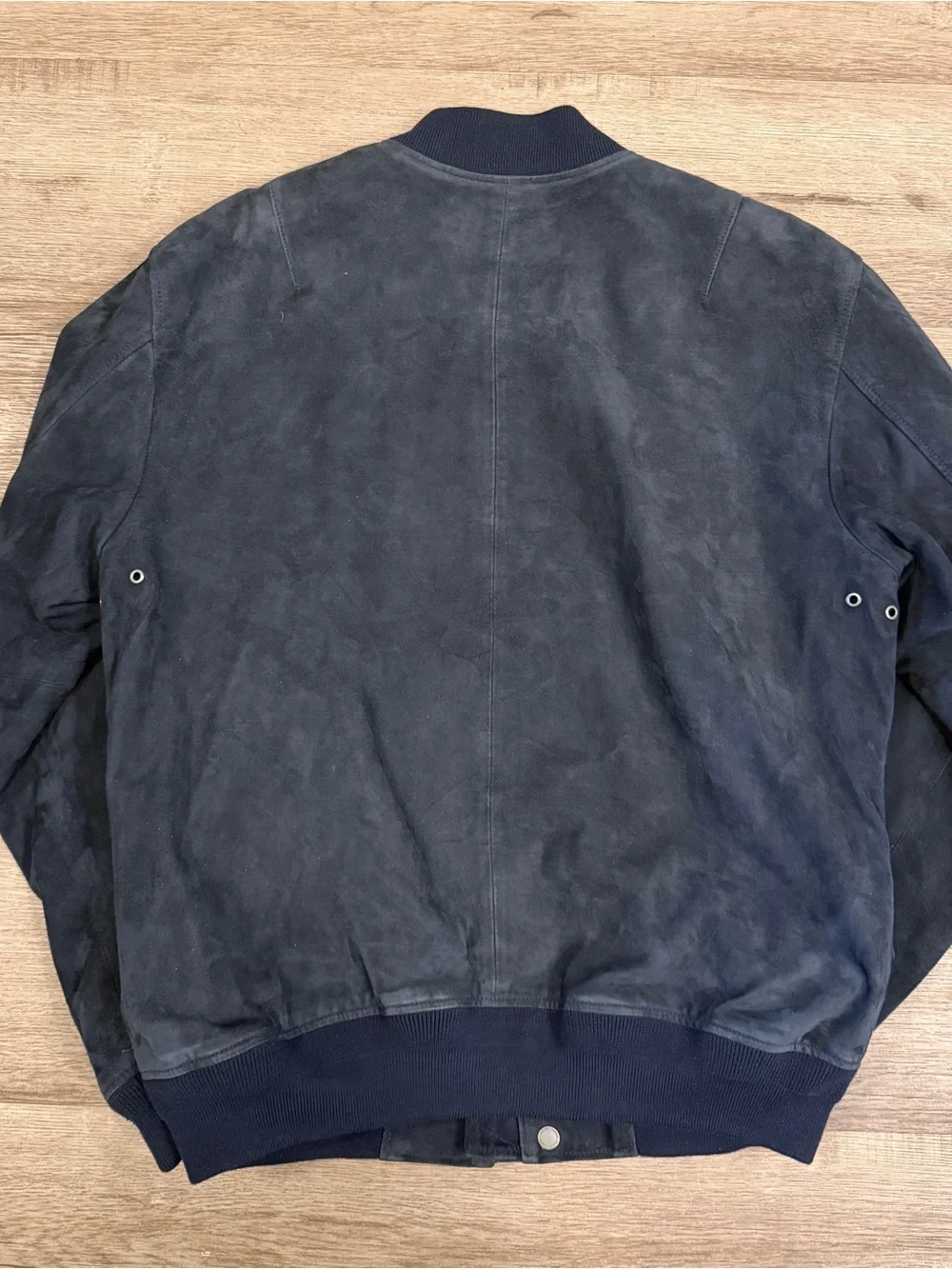 Polo Ralph Lauren Navy Goatskin Suede Leather Bomber Jacket Mens Medium Full Zip
